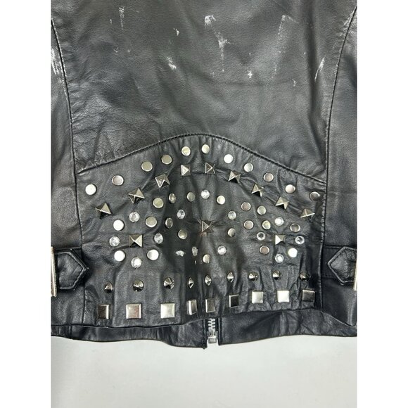 Wilson Leather Rocks Led Zeppelin Studded Biker Jacket M Distressed Punk Moto - Picture 16 of 16